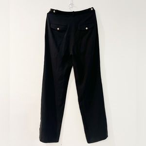 VINCE. Black Triacetate Blend Wide Leg Pleated Cropped Crepe Pants Size 8